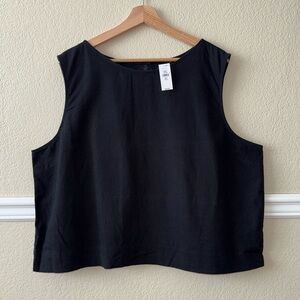 NEW Gap Linen Shell Tank Top Button Back True Black Size XXL Tall